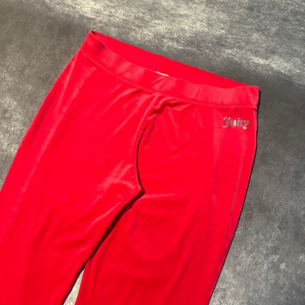 Juicy Couture Velour Track Pants Pink Sparkle Logo Women's XXL Bell Bottom Flare - Picture 7 of 8